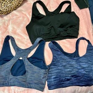 Tek Gear Black and Blue Sports Bras Trio